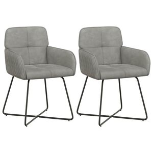 vidaXL Sedie da pranzo 2 pcs Velluto (V) Grigio Chiaro