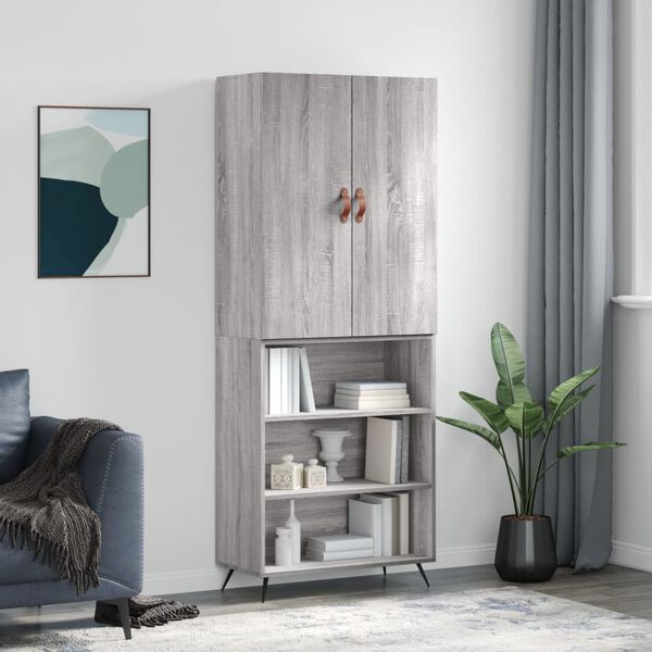vidaXL Credenza Grigio Sonoma 69,5x34x180 cm in Legno Multistrato