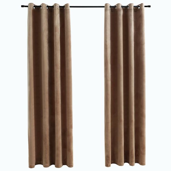 vidaXL Tende Oscuranti con Anelli 2 pz Beige in Velluto 140x225 cm