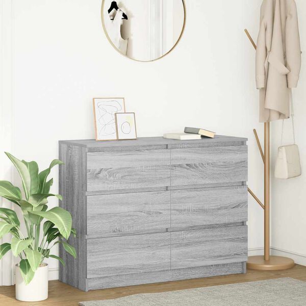 vidaXL Credenza Grigio Sonoma 100x35x76 cm in Legno Multistrato