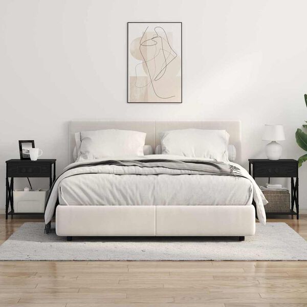 vidaXL Armadio da Notte Rovere Nero 41 x 31 x 51 cm Legno multistrato