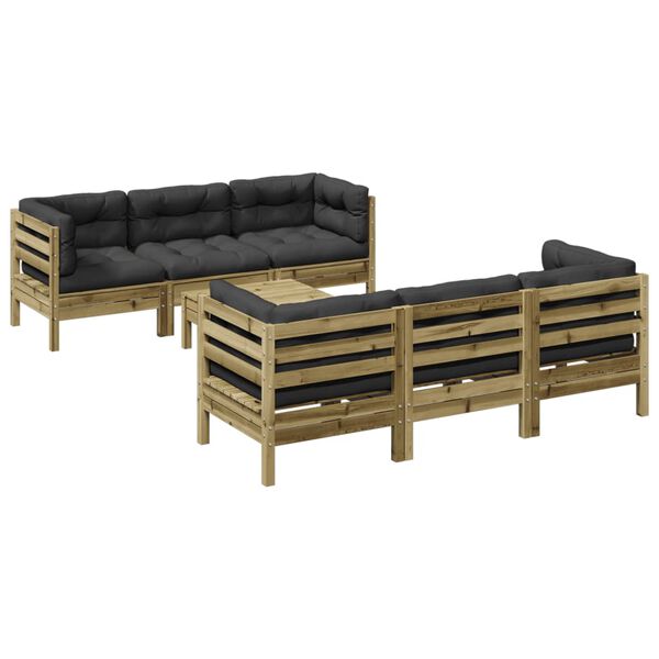 vidaXL Set Divani da Giardino 7pz con Cuscini Legno Impregnato di Pino