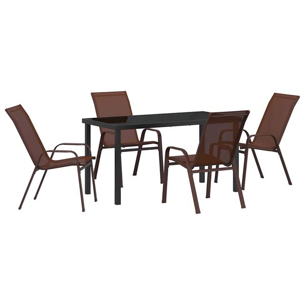 vidaXL Set da Pranzo per Giardino 5 pcs Marrone e Nero