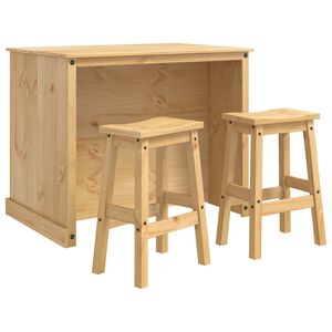 vidaXL Set isola da cucina 3 pz Cera di Miele 112 x 77 x 91,5 cm