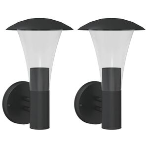 vidaXL Applique da Esterno 2 pz Nere in Acciaio Inossidabile