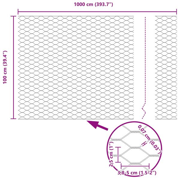 vidaXL Recinzione Esagonale Verde 1 x 10 m Acciaio