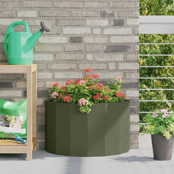 vidaXL Fioriera Verde oliva 60 x 30 x 35 cm Acciaio