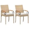 vidaXL Sedie da giardino 2 pz Beige e Bianco Crema Polyrattan e acacia