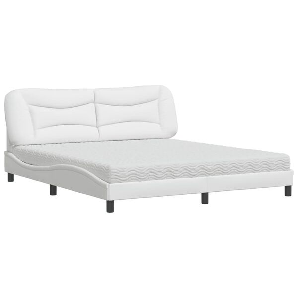 vidaXL Letto con Materasso Hvar Bianco 180x200 cm in Similpelle
