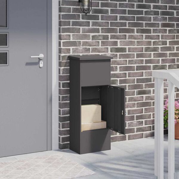 vidaXL Cassetta per pacchi con porta Nero 44,5 x 29 x 110,5 cm Acciaio