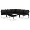 vidaXL Set Divani da Giardino 6 pz con Cuscini Neri in PVC