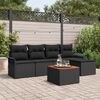 vidaXL Set Divano da Giardino con archiviazione 6 pcs Nero polyrattan