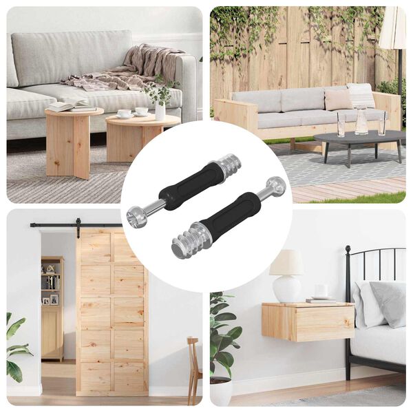 vidaXL Vite per Blocco a Camma 2 pcs Argento e Nero M6 x 40 mm