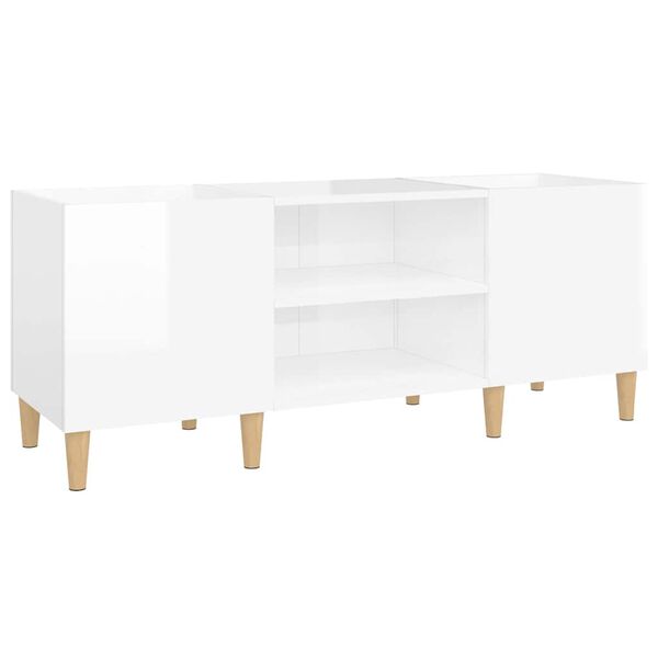 vidaXL Mobile Porta Dischi Bianco Lucido 121x38x48cm Legno Multistrato