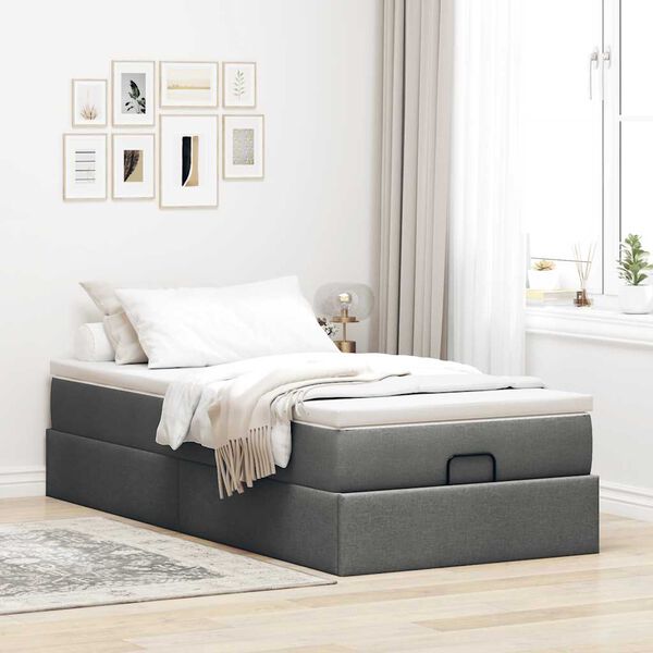 vidaXL Struttura Letto Pouf con Materasso 180x200 cm in Tessuto