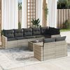 vidaXL Set Divano da Giardino 9pz con Cuscini Grigio Chiaro Polyrattan