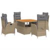 vidaXL Set da Pranzo da Giardino 5 pz con Cuscini Beige in Polyrattan