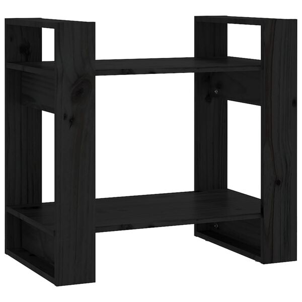 vidaXL Libreria/Divisorio Nero 60x35x57 cm in Legno Massello di Pino