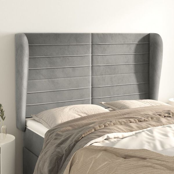 vidaXL Testiera ad Orecchio Grigio Chiaro 147x23x118/128 cm in Velluto