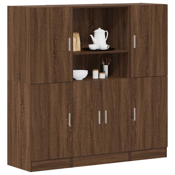 vidaXL Set di Mobili da Cucina 3 pz Rovere Marrone in Truciolato
