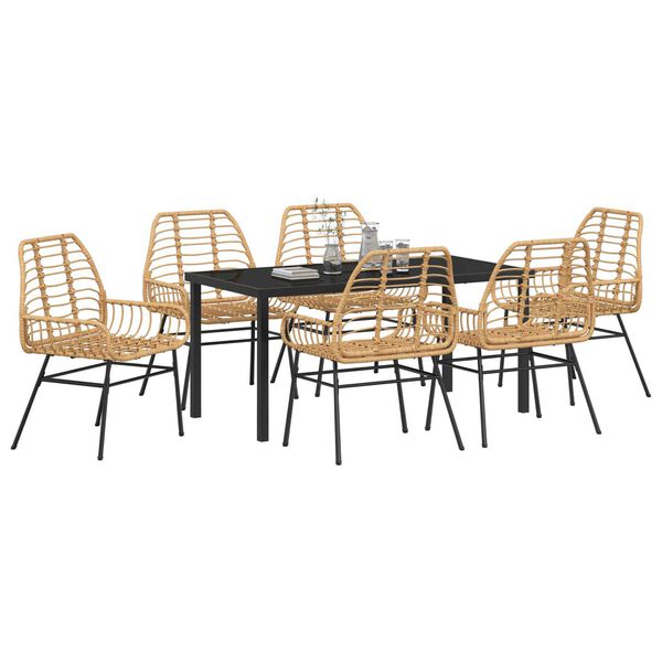 vidaXL Set da Pranzo per Giardino 7 pcs Marrone polyrattan