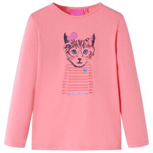 Maglietta da Bambina a Maniche Lunghe Gatto Rosa 104