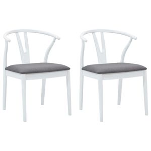 vidaXL Sedia da pranzo 2 pz Legno di gomma solido Bianco e Grigio