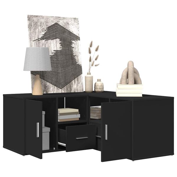 vidaXL Mobile Angolare Nero 160x40x45 cm in Truciolato