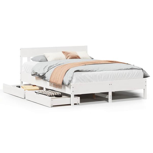 vidaXL Letto senza Materasso Bianco 140x190 cm Legno Massello di Pino