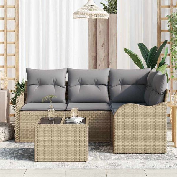 vidaXL Set Divano da Giardino con archiviazione 5 pcs Nero polyrattan