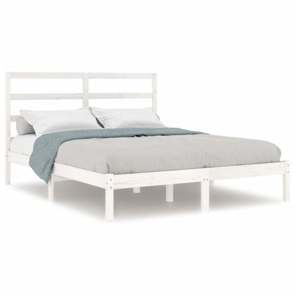 vidaXL Letto senza Materasso Bianco 140x190 cm Legno Massello di Pino