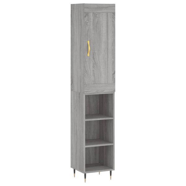 vidaXL Credenza Grigio Sonoma 34,5x34x180 cm in Legno Multistrato
