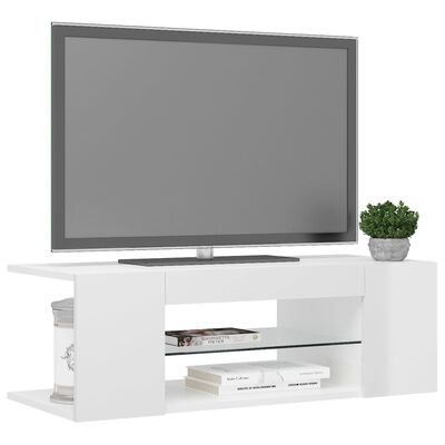 vidaXL Mobile Porta TV con Luci LED Bianco Lucido 90x39x30 cm