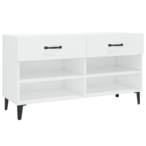 vidaXL Scarpiera Bianco Lucido 102x35x55 cm in Legno Multistrato