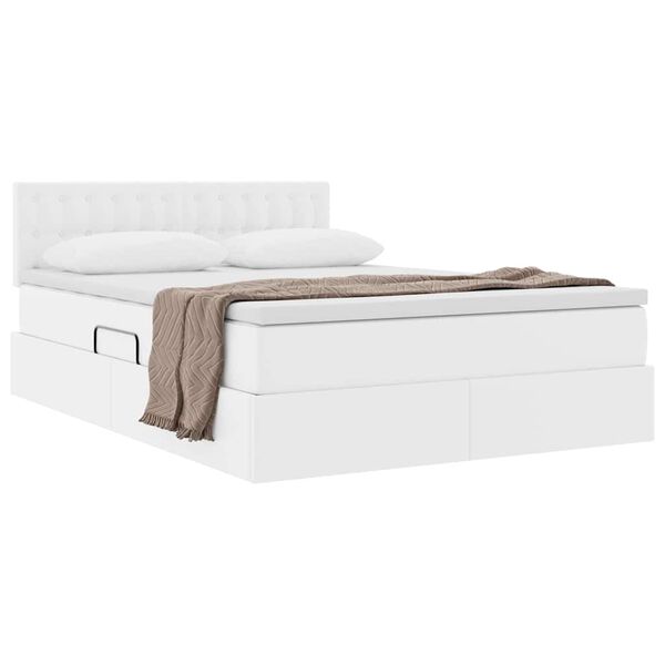 vidaXL Letto con Contenitore Bianco Puro 140 x 200 cm Pelle Sintetica