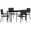 vidaXL Set da Pranzo per Giardino con cuscino 5 pcs Nero polyrattan