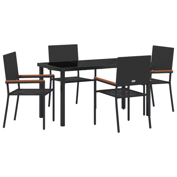 vidaXL Set da Pranzo per Giardino con cuscino 5 pcs Nero polyrattan