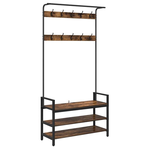 vidaXL Appendiabiti Rovere fum&eacute; 95 x 34 x 184 cm Legno multistrato