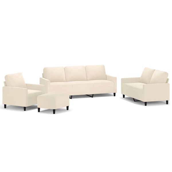 vidaXL Set di Divani 4 pz con Cuscini Crema in Velluto
