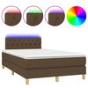 vidaXL Letto a Molle Materasso e LED Marrone Scuro 120x200 cm Tessuto