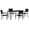 vidaXL Set da Pranzo per Giardino con cuscino 5 pcs Nero polyrattan