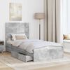 vidaXL Letto con Contenitore con testiera Grigio cemento 90 x 200 cm