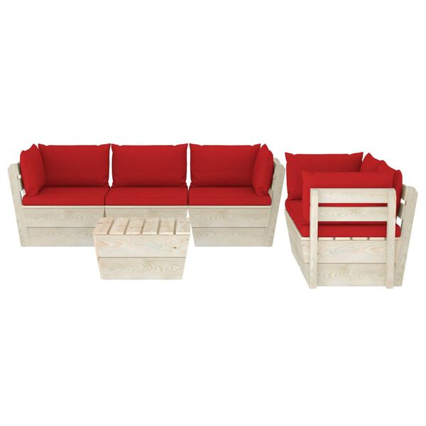 vidaXL Set Divani da Giardino su Pallet 6 pz con Cuscini Legno Abete