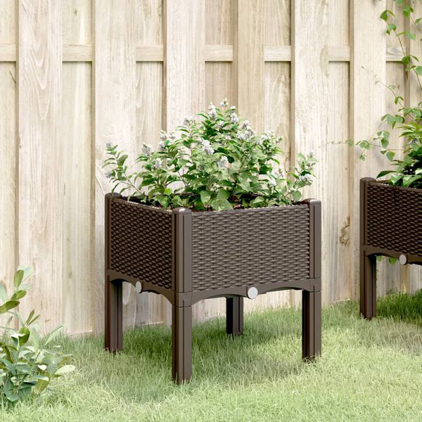 vidaXL Fioriera da Giardino con Gambe Marrone 40x40x42 cm in PP