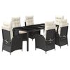 vidaXL Set da Pranzo da Giardino 7 pz Nero con Cuscini in Polyrattan