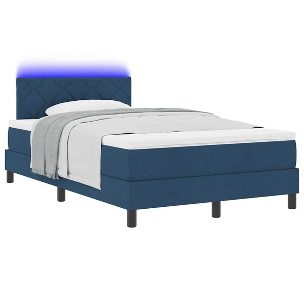 vidaXL Letto a molle con materasso con led Blu 120 x 200 cm Tessuto