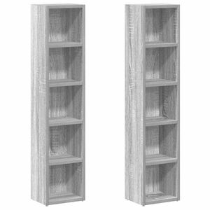 vidaXL Mobili Porta CD 2pz Grigio Sonoma 21x16x93,5 Legno Multistrato