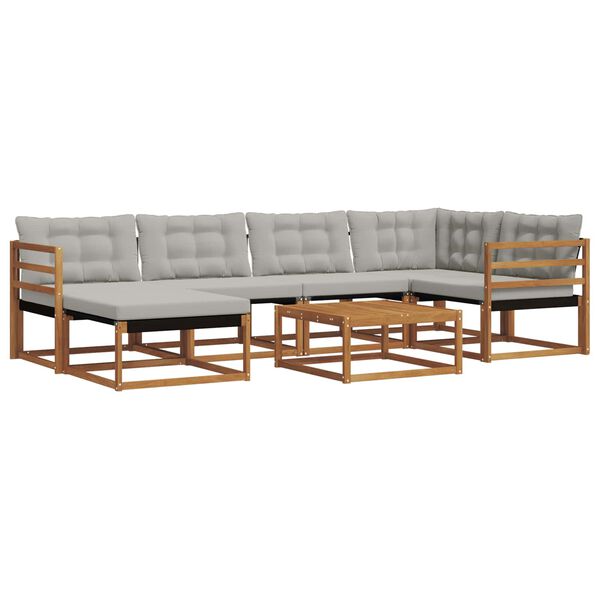 vidaXL Set di divani da esterno 7 pcs Grigio Naturale e Chiaro