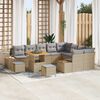 vidaXL Set Divano da Giardino con cuscino 12 pcs Beige Poly Rattan