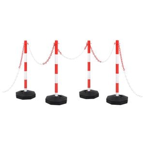 vidaXL Set di Pali Stradali con Catena in Plastica di 10 m